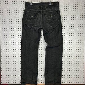 Basic Code Black Gothic Baggy Jeans 36x36 Wide Leg Skater Grunge Punk Flap Y2K